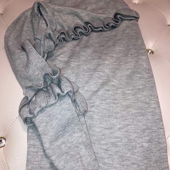 NRW Solutions Gray Ruffle Trim Scoop Neck Knit Sweater Dress Size XL - Picture 6 of 8